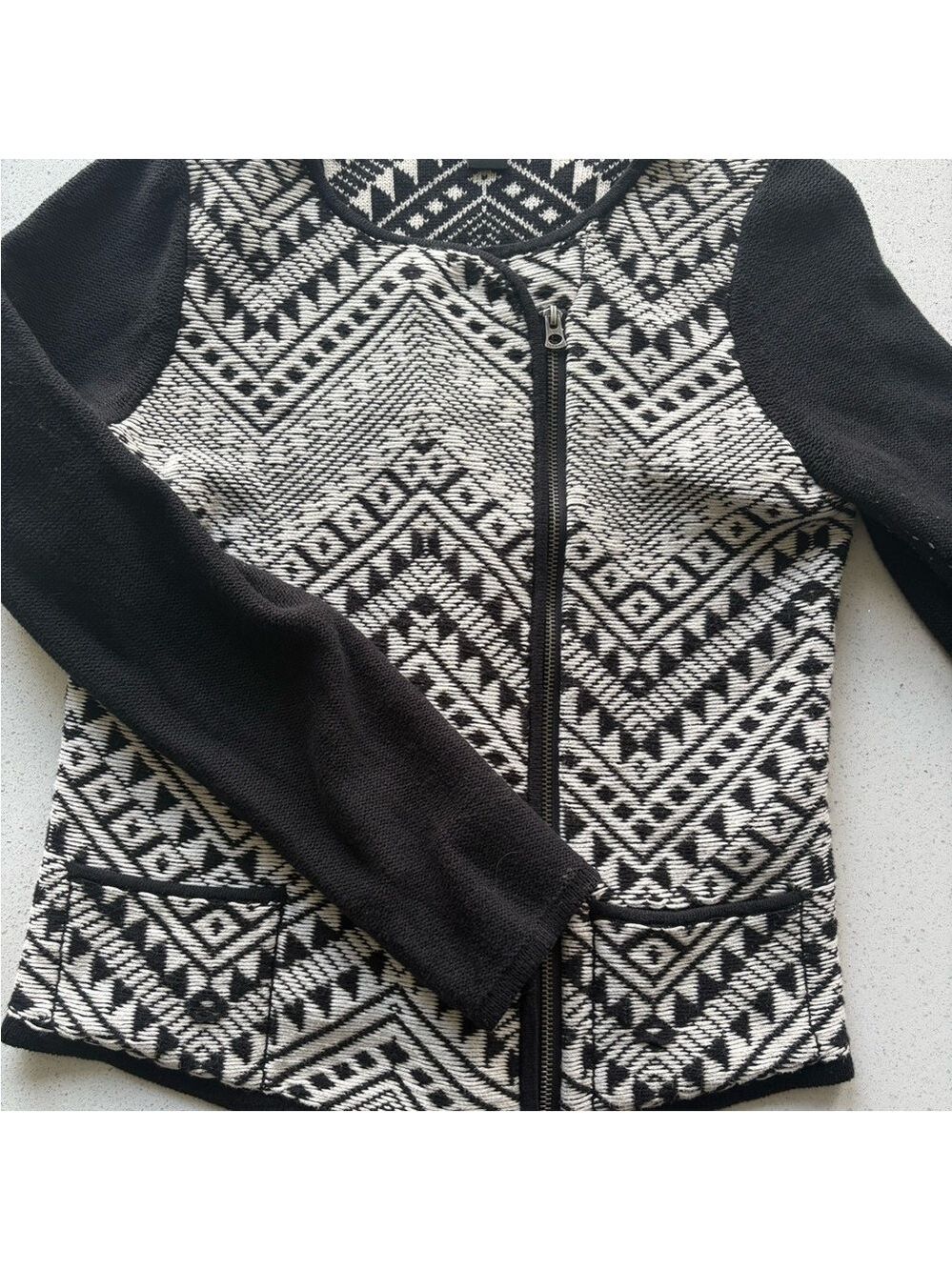 Lucky Brand Black and White Knit Cardigan ladies medium